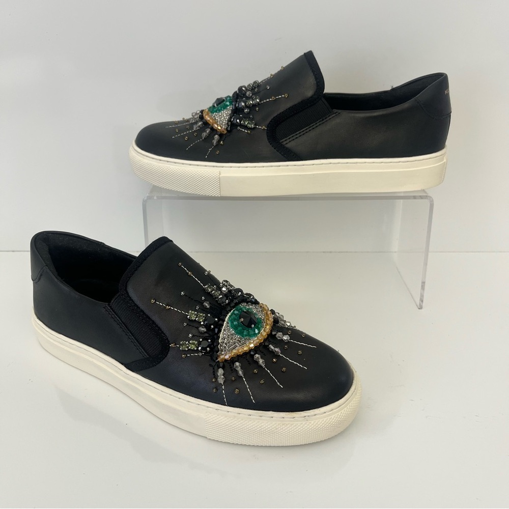Kurt Geiger London Evil Eye Black Leather Slip On Sneakers EU 35 US 5 - Picture 3 of 13